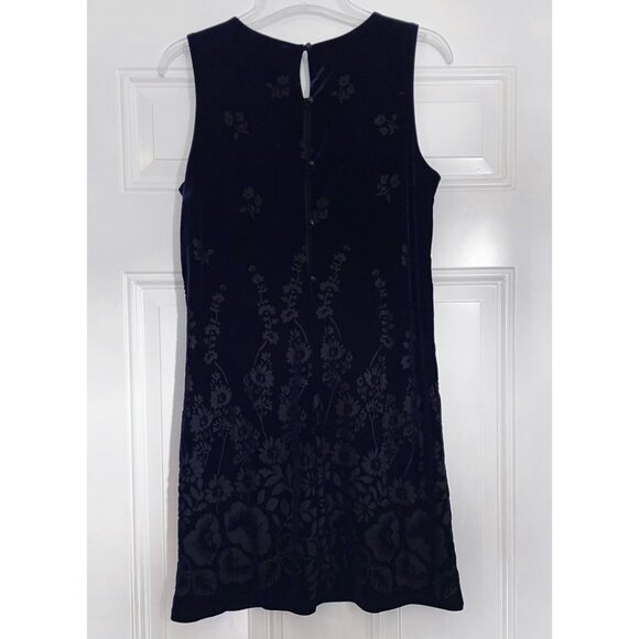 90s Vintage Dark Blue Burnout Velvet Dress - Picture 2 of 5